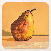 梨版木、銅版、版画アート スクエアペーパーコースター (正面)