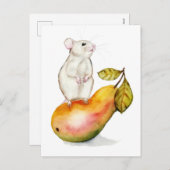 梨魅力的の上のマウス シーズンポストカード (正面/裏面)