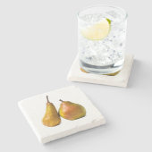 梨2本 ストーンコースター (横)