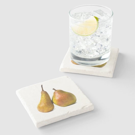 梨2本 ストーンコースター (横)