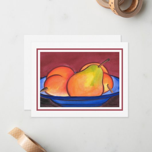 梨3つ ノートカード (正面/裏面インサイチュ)