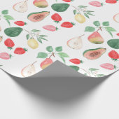 梨，いちご，パパイヤ，レモン，果物ミックススタイリッシュ, ラッピングペーパー (角)