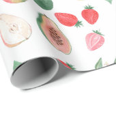 梨，いちご，パパイヤ，レモン，果物ミックススタイリッシュ, ラッピングペーパー (ロールコーナー)