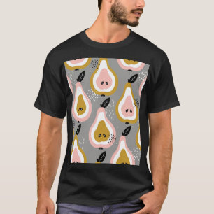 梨、カラフルヴィンテージパターン。 Tシャツ