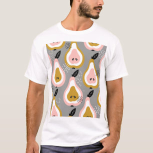 梨、カラフルヴィンテージパターン。 Tシャツ