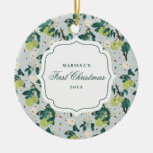 梨&ビーズボタニカルフローラガーデンクリスマス セラミックオーナメント (正面)