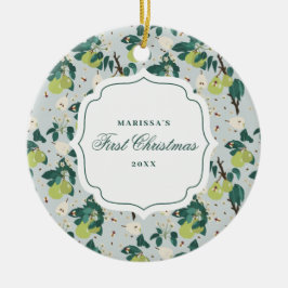 梨&ビーズボタニカルフローラガーデンクリスマス セラミックオーナメント