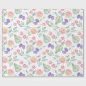 梨，リンゴ，さくらんぼ，プラム，フルーツミックス， スタイリッシュ pap ラッピングペーパー (フラット)