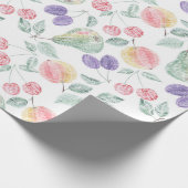 梨，リンゴ，さくらんぼ，プラム，フルーツミックス， スタイリッシュ pap ラッピングペーパー (角)