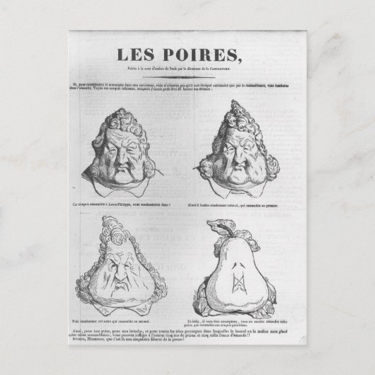 『梨』、ルイ・フィリップ王の風刺画 ポストカード (正面)