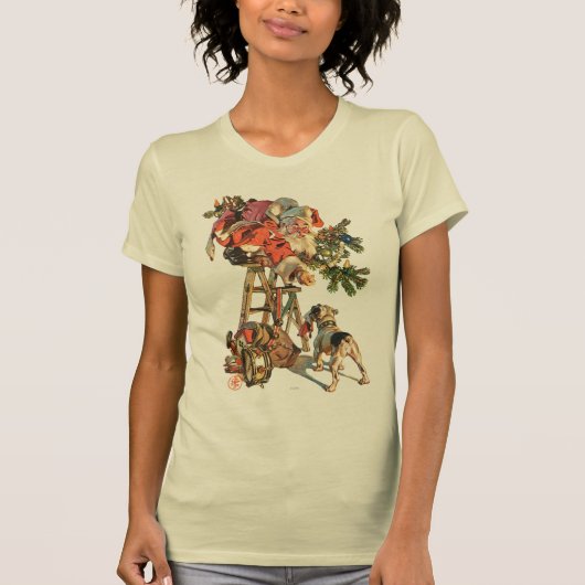梯子の上のサンタ Tシャツ (正面)