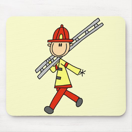 梯子を持つ棒人間消防士 マウスパッド (正面)
