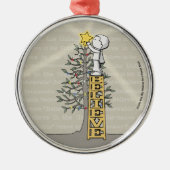 梯子-クリスマスツリー--を信じて下さい メタルオーナメント (正面)