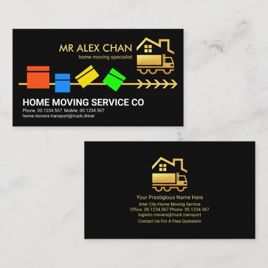 梱包カラフル箱ホーム移動 名刺 (正面/裏面)