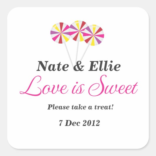 棒つきキャンデーお洒落キャンディビュッフェステッカー スクエアシール (正面)
