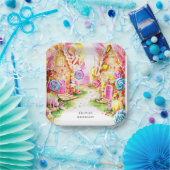 棒つきキャンデーお洒落キャンディランド誕生日 ペーパープレート (パーティー)