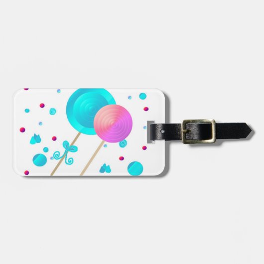 棒つきキャンデーとキャンディドット ラゲッジタグ (正面横)