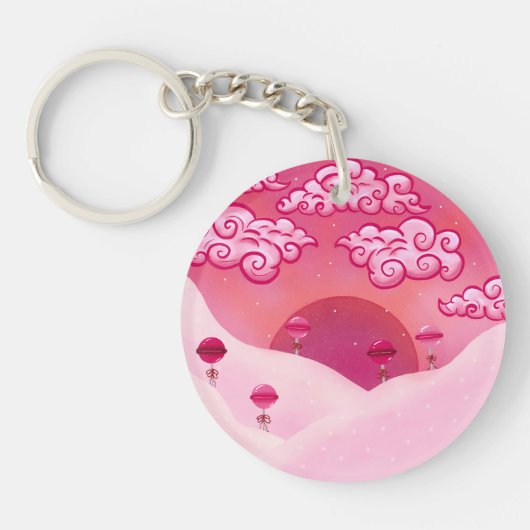 棒つきキャンデーとクラウドイラストレーション キーホルダー (正面)