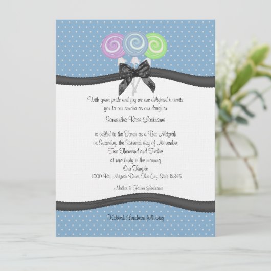 棒つきキャンデーと水玉模様パーティー 招待状 (スタンド正面)