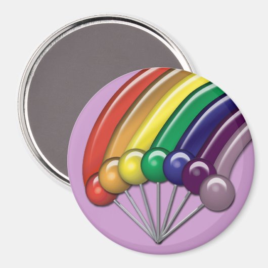 棒つきキャンデーと虹のカスタマイズ可能な磁石 マグネット (正面/裏面)