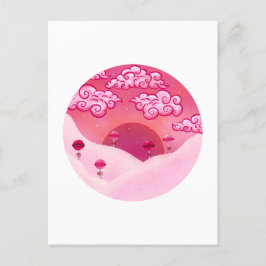 棒つきキャンデーと雲かわいらしイラストレーション ポストカード