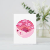 棒つきキャンデーと雲かわいらしイラストレーション ポストカード (スタンド正面)