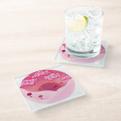 棒つきキャンデーと雲かわいらし雲 ガラスコースター (アングル)