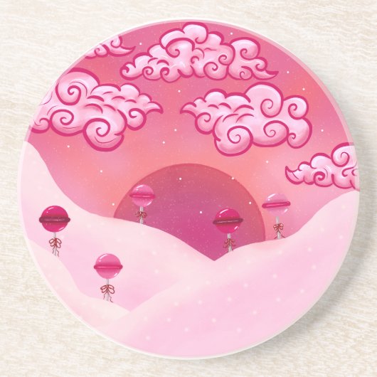 棒つきキャンデーと雲かわいらし雲 コースター (正面)
