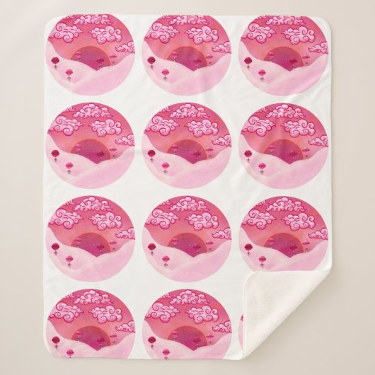 棒つきキャンデーと雲かわいらし雲 シェルパブランケット (正面)