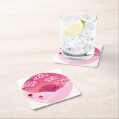 棒つきキャンデーと雲かわいらし雲 スクエアペーパーコースター (インサイチュ)