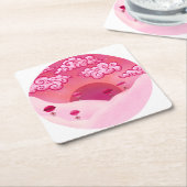 棒つきキャンデーと雲かわいらし雲 スクエアペーパーコースター (アングル)