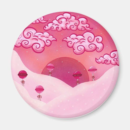 棒つきキャンデーと雲かわいらし雲 マグネット (正面)