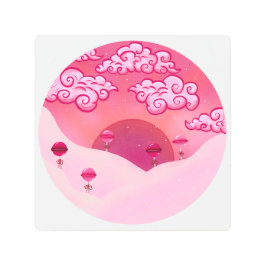 棒つきキャンデーと雲かわいらし雲 メタルプリント