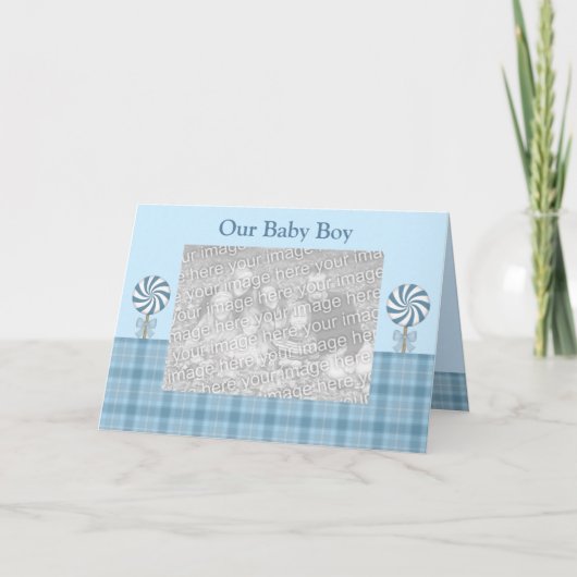 棒つきキャンデーのベビーの誕生の発表 案内状 (正面)