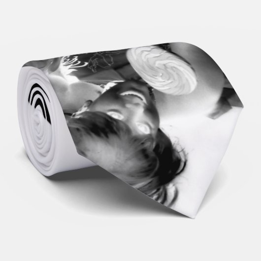 棒つきキャンデーの女性の黒く及び白い写真タイ ネクタイ (ロール)