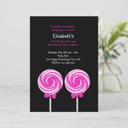 棒つきキャンデーの招待状かサンキューカード 招待状 (スタンド正面)