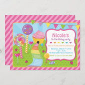 棒つきキャンデーの招待状/Candylandの招待状 招待状 (正面/裏面)