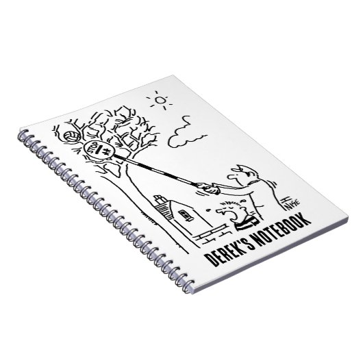 棒つきキャンデーの救済男が木からボールを取る ノートブック (右側)