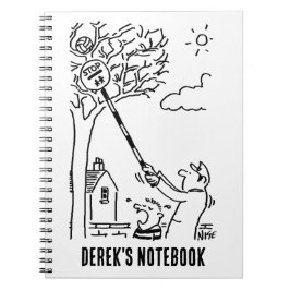 棒つきキャンデーの救済男が木からボールを取る ノートブック