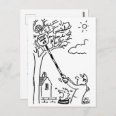 棒つきキャンデーの救済男が木からボールを取る ポストカード (正面/裏面)