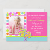 棒つきキャンデーの甘い専門店の誕生日のパーティの招待状 招待状 (正面)