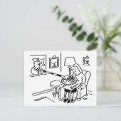 棒つきキャンデーの男が台所のハッチから食べ物を出す ポストカード (スタンド正面)