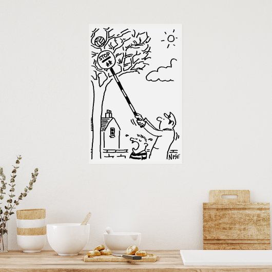 棒つきキャンデーの男が木からボールを取り除く ポスター (キッチン)