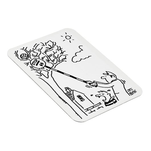 棒つきキャンデーの男が木の中でボールを救う。おもしろい マグネット (右側)