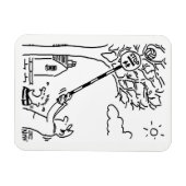 棒つきキャンデーの男が木の中でボールを救う。おもしろい マグネット (横)