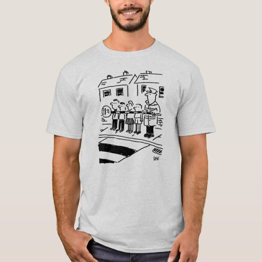 棒つきキャンデーの男性が棒つきキャンデーで小学生を制御 Tシャツ (正面)