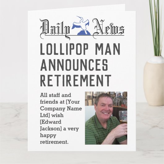 棒つきキャンデーの男性リタイアカードのパーソナライズ カード (正面)