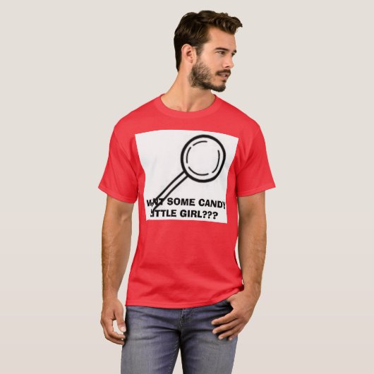 棒つきキャンデーは、キャンデーの小さな女の子がか。ほしいと思いますか。か。 Tシャツ (正面フル)