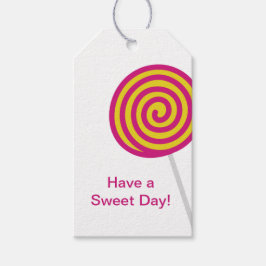 棒つきキャンデーはa.Sweet Dayピンクと黄色 ギフトタグ