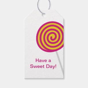 棒つきキャンデーはa.Sweet Dayピンクと黄色 ギフトタグ